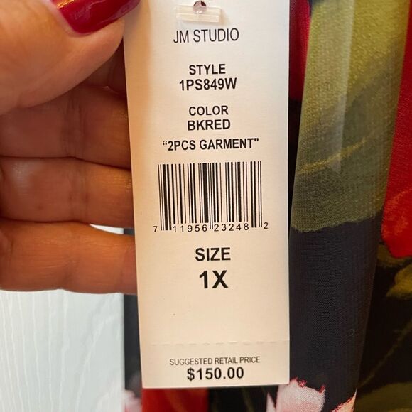 BLACK SLEEVELESS DRESS WIRH BLACK CHIFFON FLOWER PRNT SLEEVELESS DUSTER 1X - Picture 8 of 8